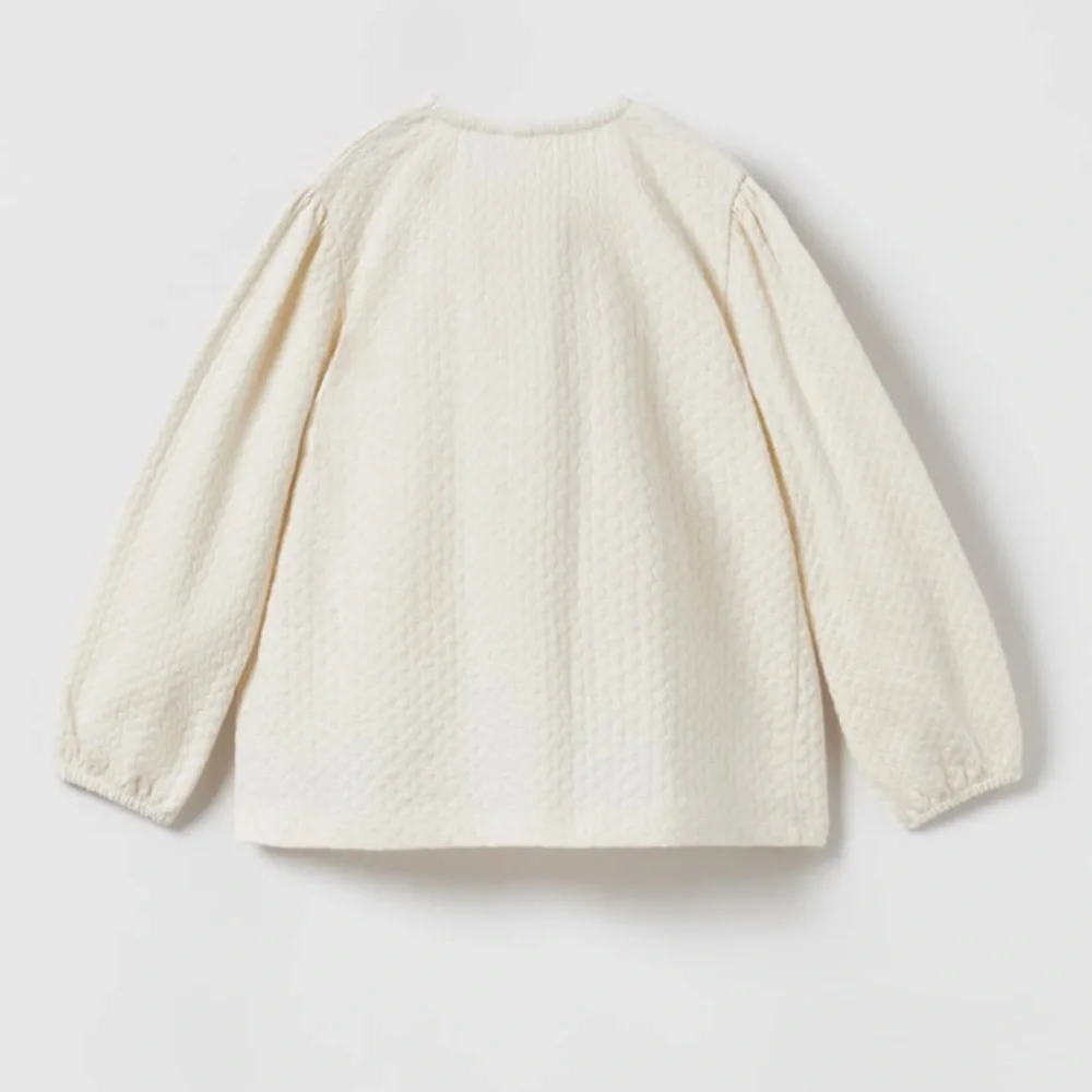 Zara Smocked Structured Blouse Top